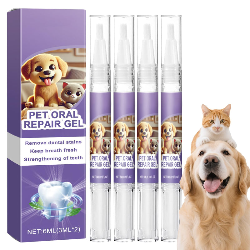 Pack of 4 Toothbrush Pens for Dental Care Dogs and Dental Care Cats, Gel for Oral Care of Pets, Teeth Cleaning Pen for Pets, Brush Your Teeth