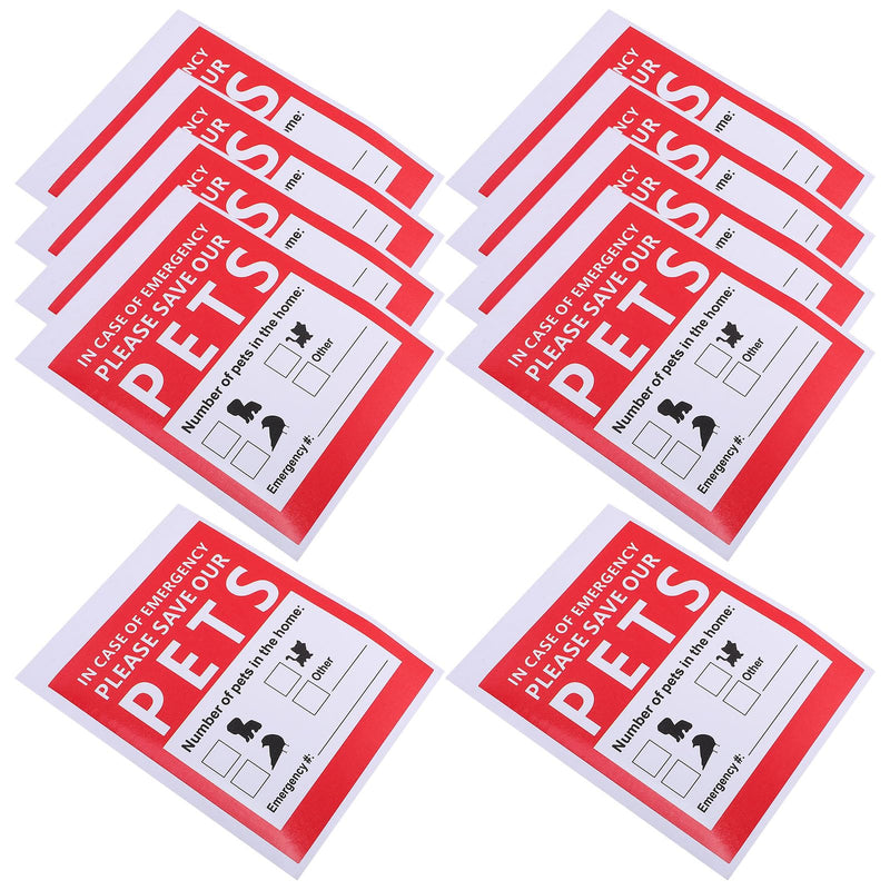 PRETYZOOM Rescue Stickers for Your Pet - Self-Adhesive - 10 Red - Easy to Use and Protects in Emergency Situations for Home Pets