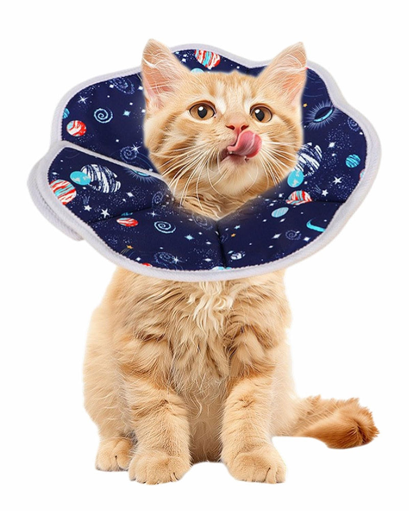 Soft Planet-Style Neck Brace for Cats & Small Dogs, Adjustable Recovery Cone After Surgery, Comfortable Protective Brace Against Injuries and Skin Problems for Puppies, Kittens and Cats (S)