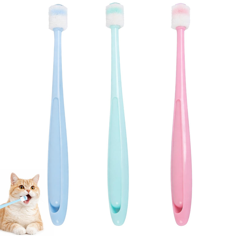 3 pcs Pet Toothbrush, soft bristles, suitable for cats and dogs, Pink, Blue, Green