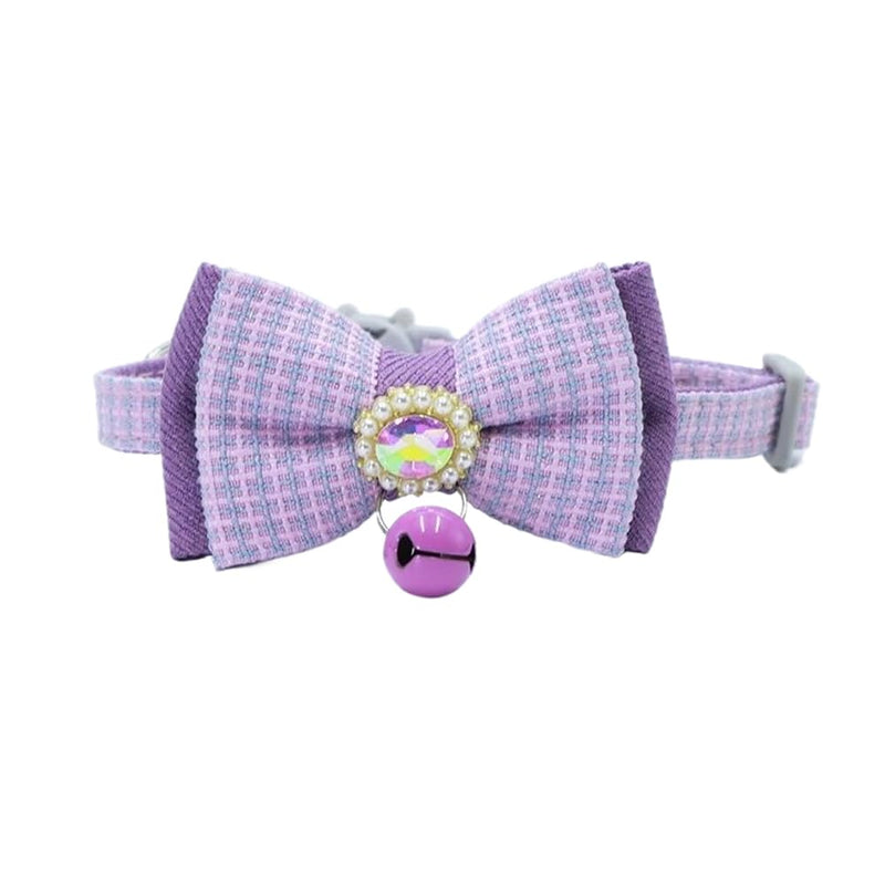 ETOPARS Pet Butterfly Collar, Butterfly Collar for Pets, Beaded Collar with Diamonds, Cat Collar with Detachable Bells, Purple-1