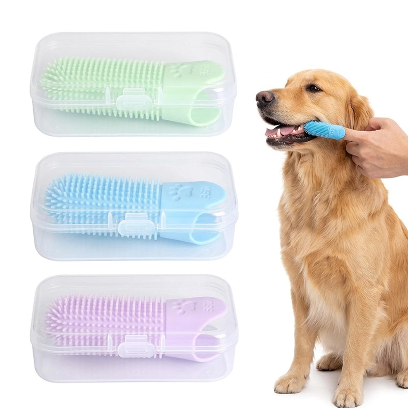 3-Piece Finger Brush Set for Dog Dental Care with Box, Dog Toothbrush Finger Brush, Tooth Finger Brush for Dogs and Cats, Easy to Use for Pet Owners