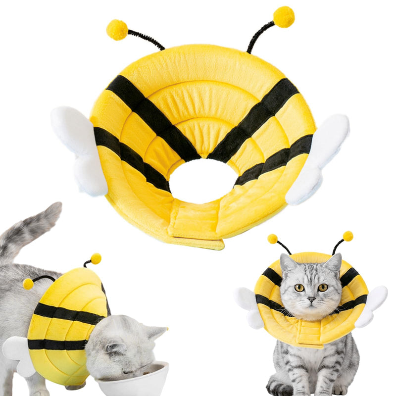 1 Soft Elizabethan Collar for Cats, Adjustable Cotton Surgical Collar for Cats and Dogs, Wound Protection After Surgery Injuries, Size M, Yellow