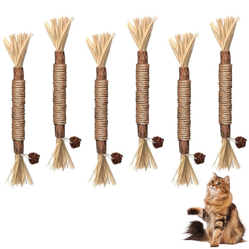 LATRAT 6 Catnip Sticks, Cat Dental Care and Against Bad Breath, Safe Cat Chew Toy for Stress Relief, Catnip Toy for Kittens & Cats
