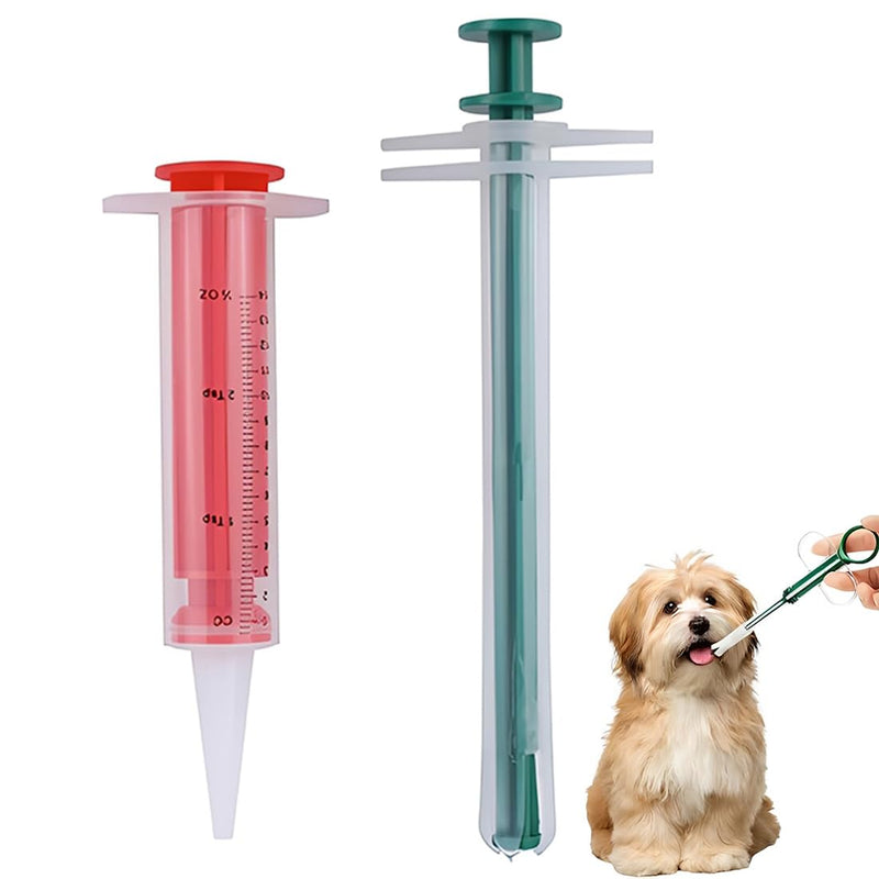 2-pack of tablet dispensers for cats, round handle medication dispenser, small and portable for pills and soft capsules, for pets, one-piece design