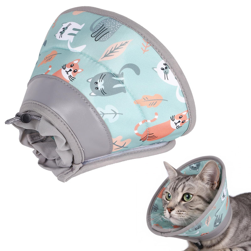 Cat neck brace, adjustable protective collar for cats, soft and comfortable, anti-bite collar, for puppies and small dogs (Green, M)