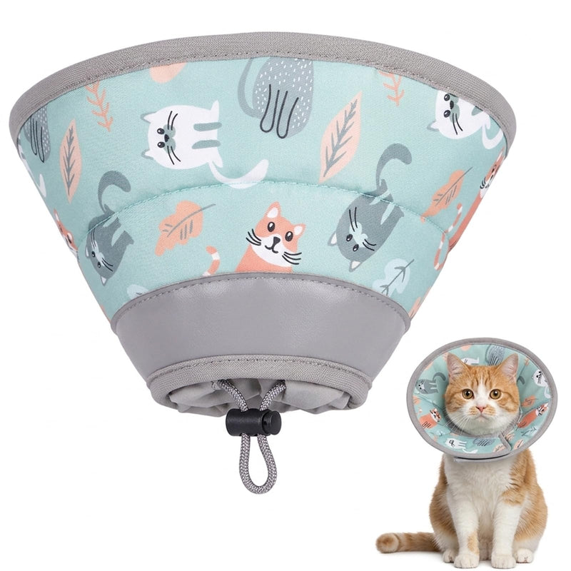 Cat Collar Soft, Adjustable Collar Cat Collar, Soft Protective Device for Pets, Collar Soft Collar for Cats, Puppies and Small Dogs (Green, M)