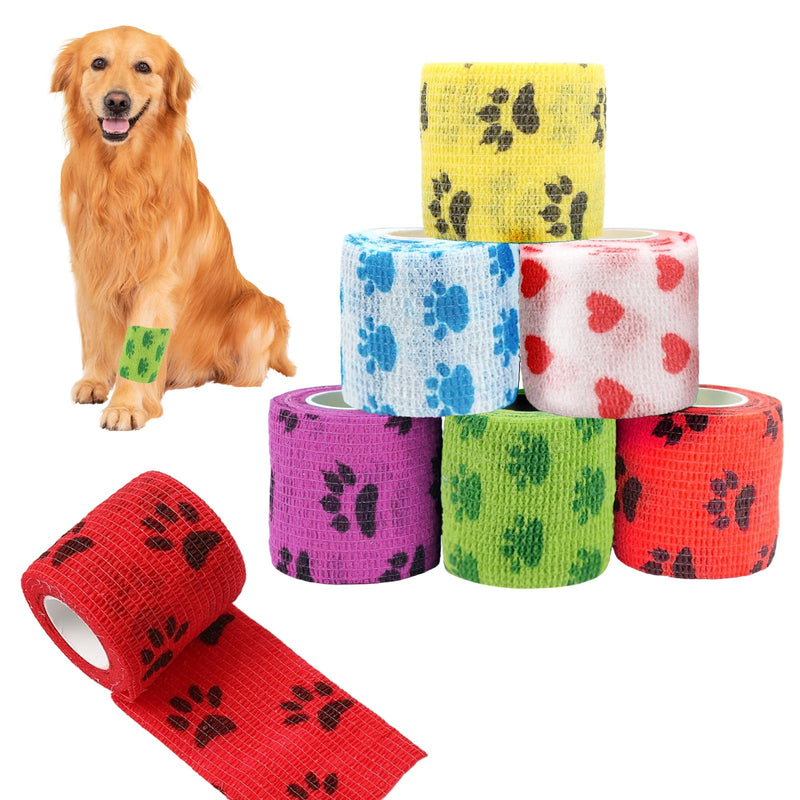 6 Rollen Selbsthaftende Bandage, Selbstklebende Bandage Atmungsaktive Elastische Bandagen für Haustiere, Pet Selbstklebender Verband, für Hund, Pferd, Haustier, Wrap Klebeverband