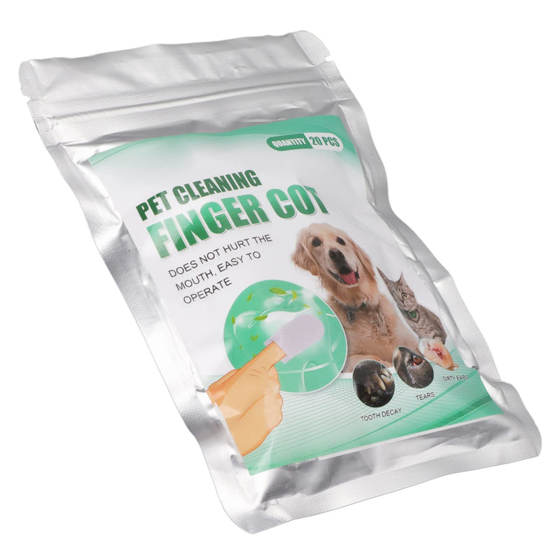 Dental Care Finger Pads: Effectively Reduce Plaque and Tartar in Dogs and Cats, 20 Pieces. Portable dental pads for pet care at home or outdoors.