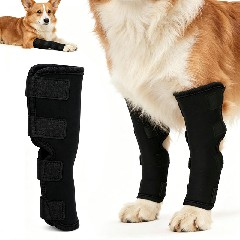 2 Pieces Adjustable Dog Knee Protectors, Neoprene Dog Joint Support for Postoperative Rehabilitation, Arthritis, Patellar Luxation, Breathable Dog Bandage for Joint Protection and Pain Relief