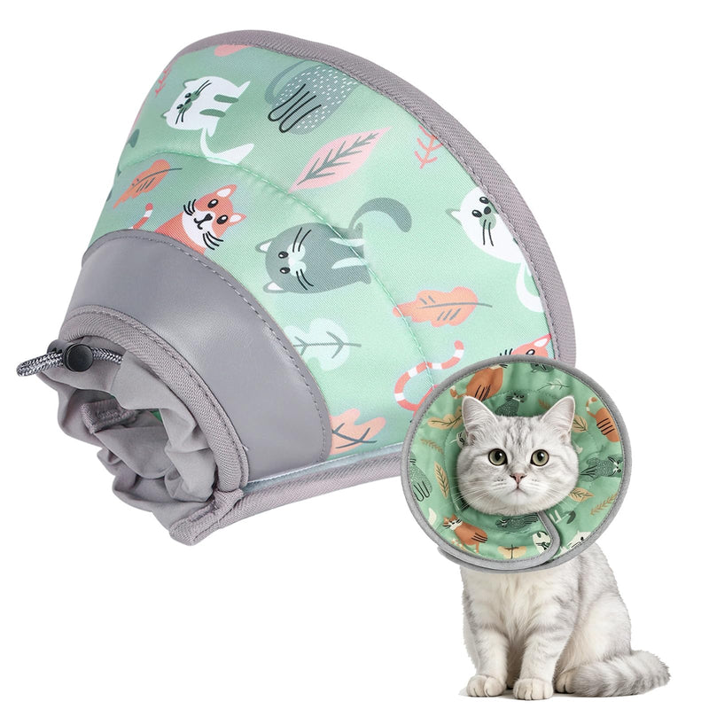 Cat neck brace, soft adjustable cat neck brace, anti-licking and anti-biting neck braces for cats, for cats and small dogs after surgery and injuries (Mint green, M)
