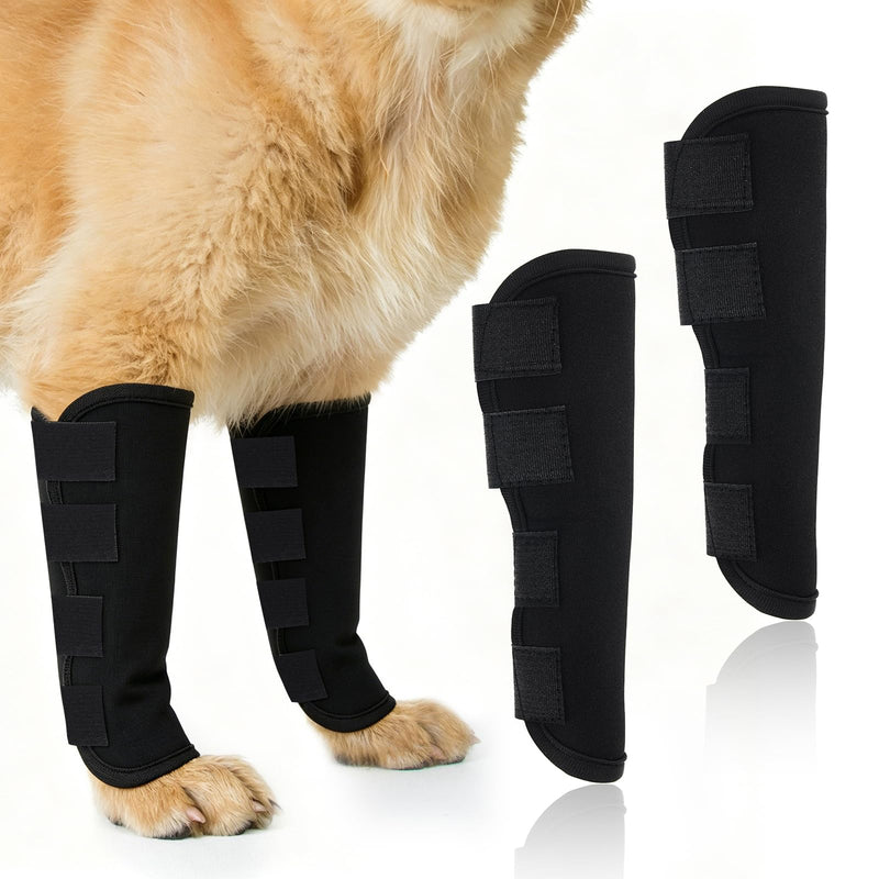 Dog Ankle Brace with Lick Stop, 2 Pack Adjustable Leg Protectors for Hind and Front Legs, Protect Wounds, Injuries and Sprains, Size M