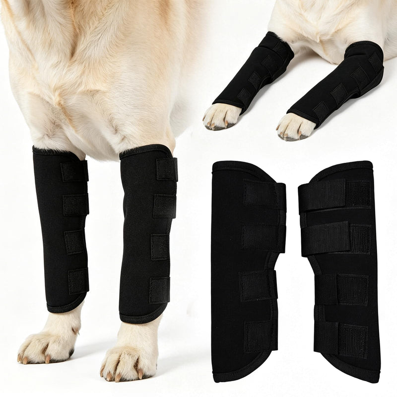 Pack of 2 Dog Ankle Protection Bandage, Ankle Bandage for Dogs, Ankle Bandage for Front and Rear Legs, Prevent Licking, for Wound Healing (Black, L)