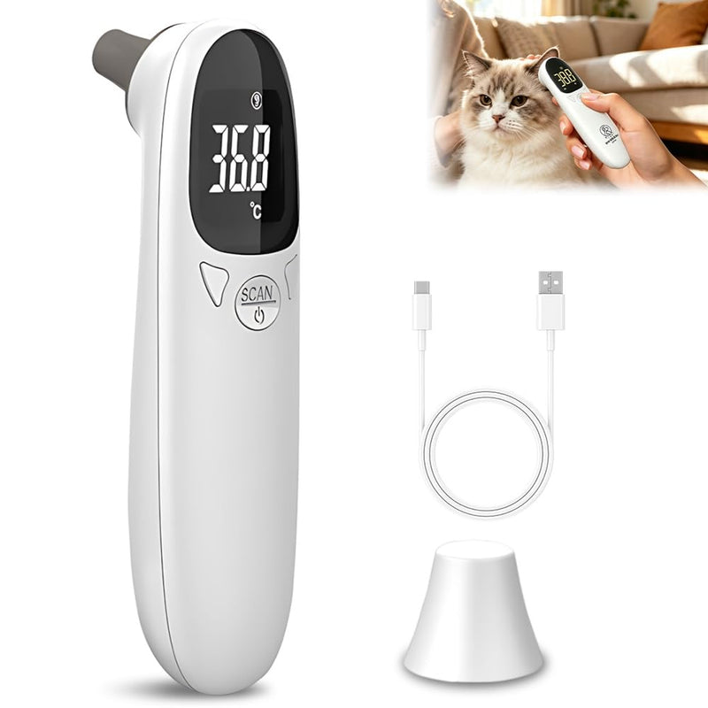 Digital ear thermometer for dogs with LED display, thermometer for dogs, cats and other animals, fast and accurate