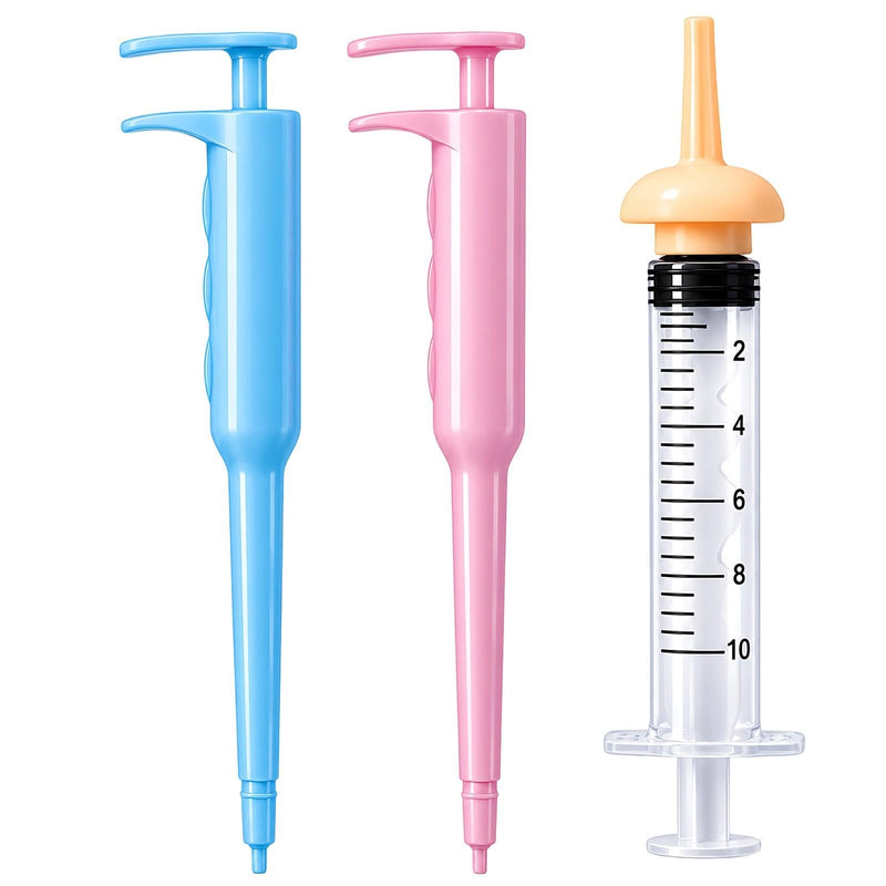 3-piece set in pink, containing a cat pill dispenser, a practical set for administering medication, easy to use with resistant pets, light blue and with 10 ml