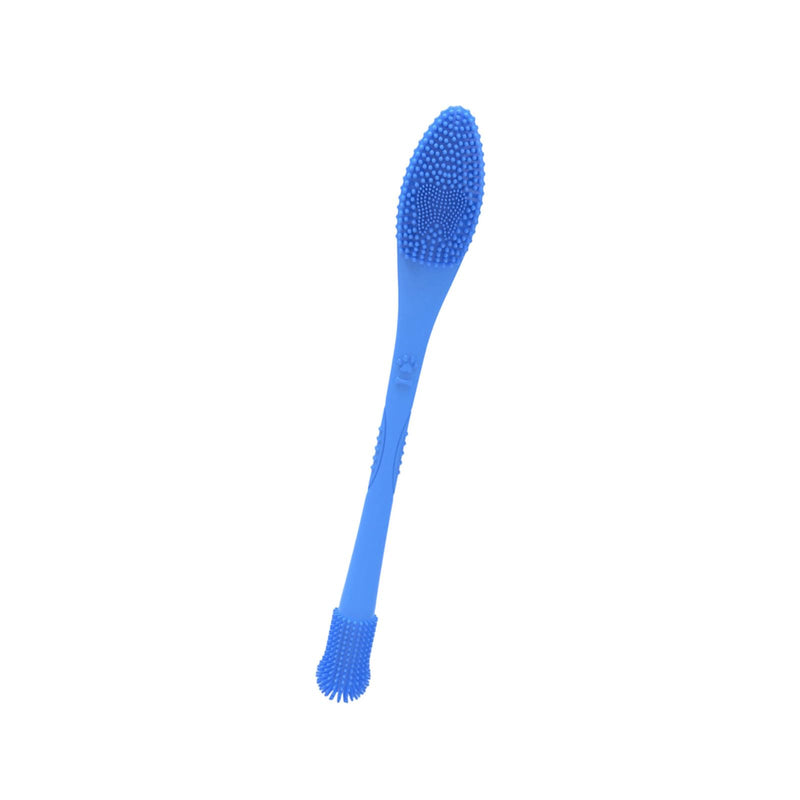 Side Pet Toothbrush Teeth Cleaning Tool for Small to Large Dog and Cats with Soft Flexible Silicone Bristles Pet Double Head Toothbrush Blau