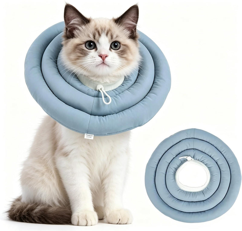 Soft Dog Neck Brace for Neck & Upper Body Wounds, Soft Padded Neck Collar, Waterproof Dog Collar with Leak Protection and Drawstring, Post-Surgery Dog Collar, Dusty Blue (XL)