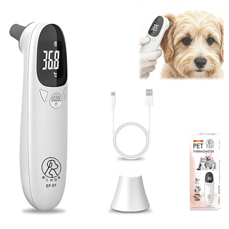Dog Fever Thermometer with LED Display, Ear Thermometer, Dog Animal Thermometer, Dog Ear Temperature Monitor, USB Rechargeable Portable Digital Pet Ear Thermometer for Dogs and Cats Ferd Cows Animals