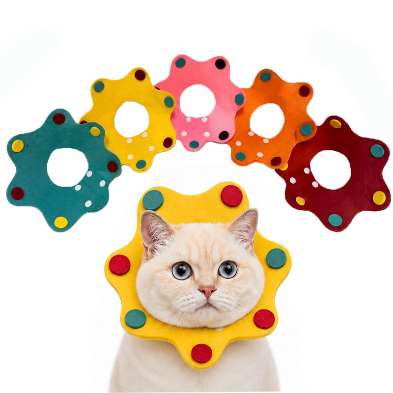 5 pcs Cat Neck Brace, Soft Protective Collar for Cats After Surgery, Adjustable Anti-Lick Collar for Wound Healing, Scratch Protection and Recovery