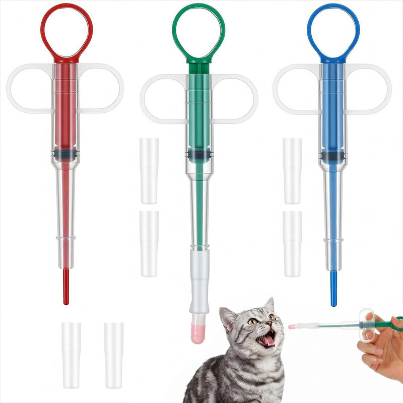 3 pcs Tablet dispenser for cats, tablet dispenser for cats, flea tablets, pill assist for cats, pet feeder for dogs, pill administration aid for cats (blue, green, red)