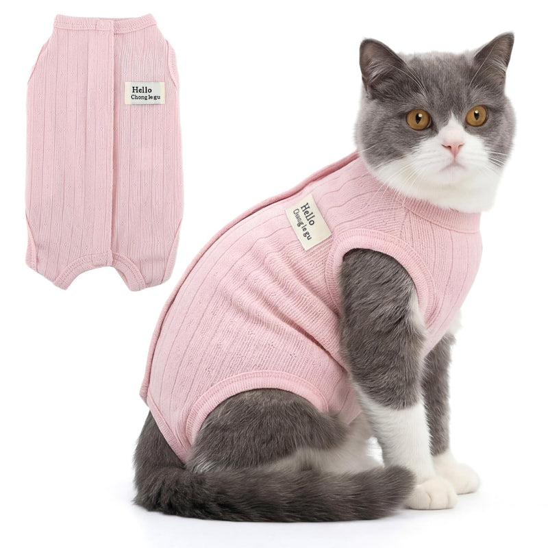 Zunea Cat Recovery Suit after Surgery, Soft, Breathable Kitten/Puppy E-Collar Alternative for Abdominal Wounds or Skin Diseases, Postoperative Protective Suit for Small Dogs, Pink, M