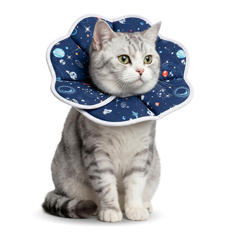 Soft, waterproof neck brace for cats and dogs to prevent licking after surgery, adjustable alternative to cat collars and cones (Size L)