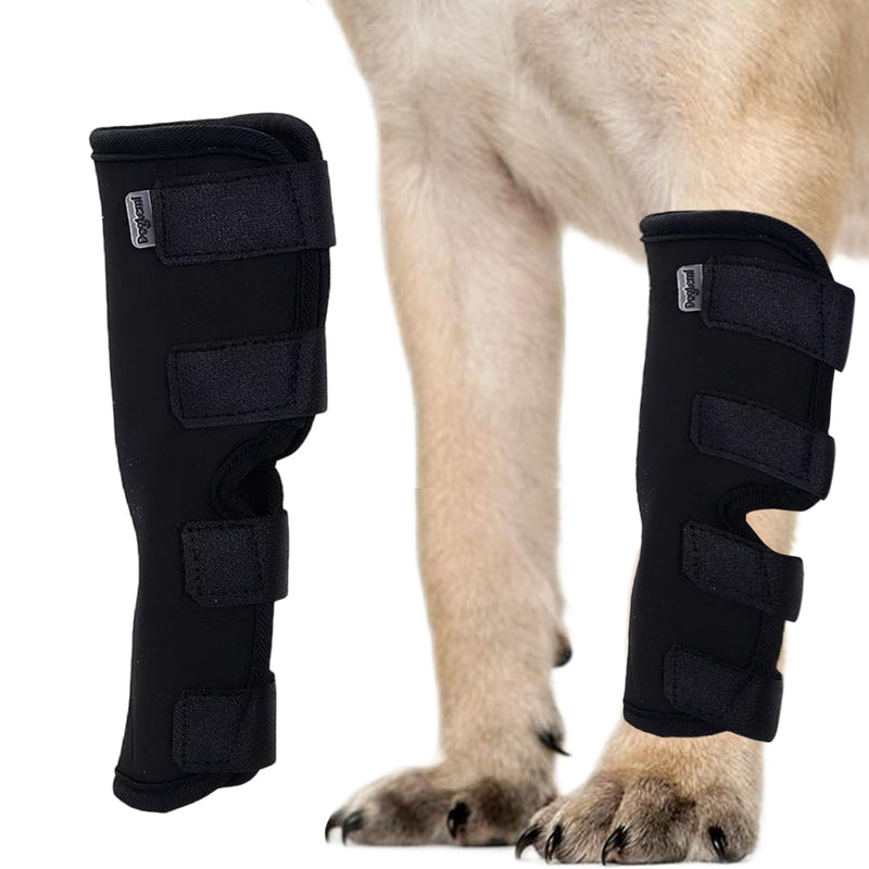 Dog lick protection hind leg knee brace, breathable dog bandage for hind leg and knee, soft and snug fit for protection and support of healing, for all dog breeds, black