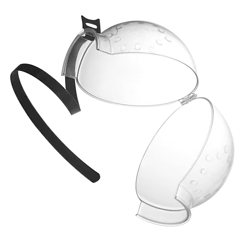 Safe design cat head guard made of ABS with transparent cat shockproof lightweight and adhesive closure for outdoor use.