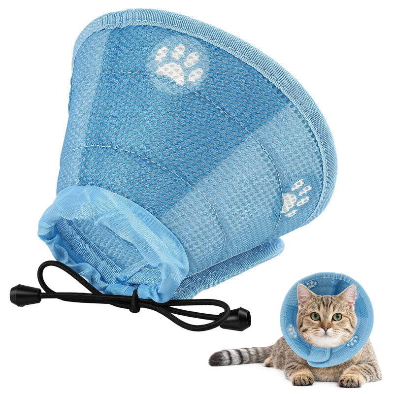 Neck brace for cats and small dogs, neck brace for cats after surgery, adjustable recovery collar to prevent scratching, for sores, injuries, wound healing, blue, size M