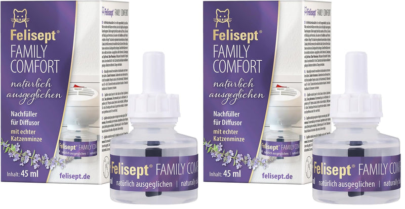 Felisept Family Comfort Refill 45ml - Conflict and Stress for Cats - With Natural Catnip Without Pheromones - Relaxation in a House with Multiple Cats (Pack of 2)