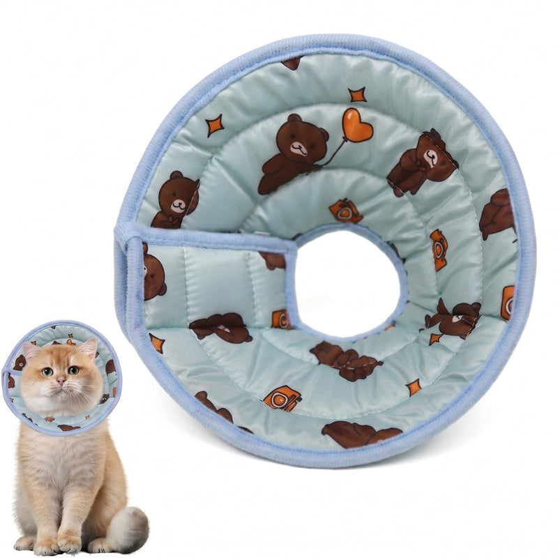 Cat Elizabethan collar, water-repellent, foldable, soft protective collar for cats, recovery collar, soft and comfortable after surgery and injuries for cats (Blue, L)