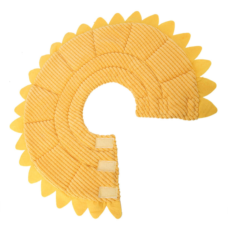 Recovery collar for pets, stylish cotton design for wound healing in dogs and cats, soft and lightweight, sunflower pattern, easy to wear (size 5: neck circumference 29-35 cm)