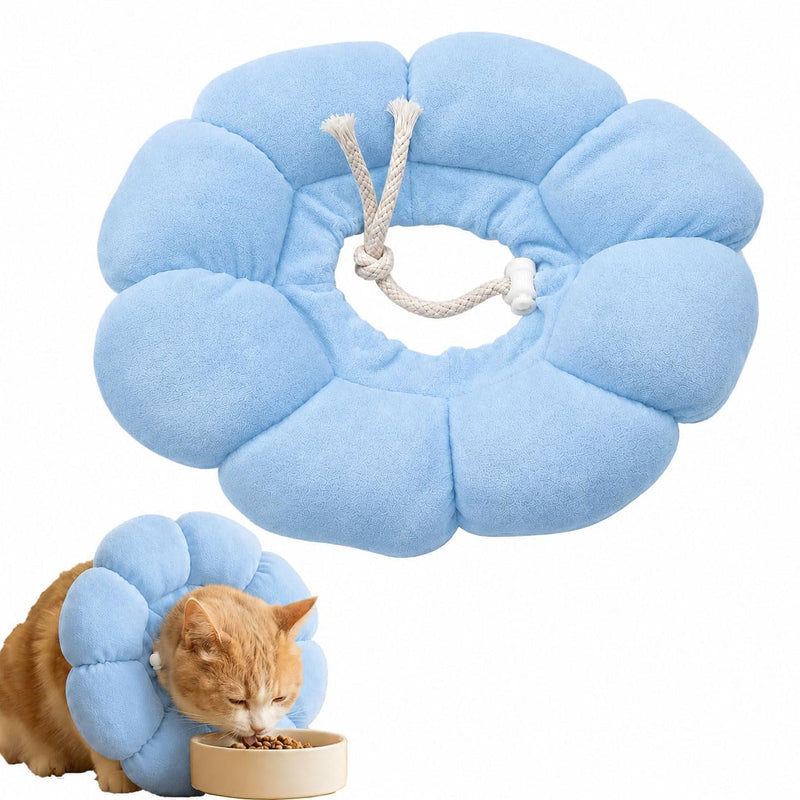 Cat neck brace, soft cat neck brace, lick protection for cats, soft dog neck brace, adjustable cat collar for small dogs & cats (blue) Blue
