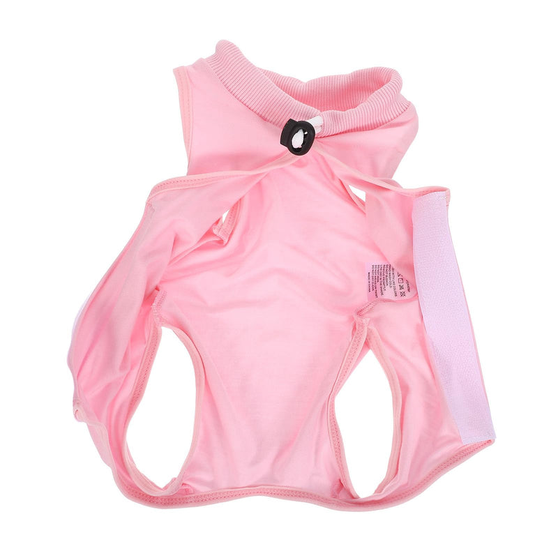 POPETPOP Breathable Cat Body Recovery Suit for Female Cats Made of Cotton Full-Surface Protection After Surgery Pink for Summer Use