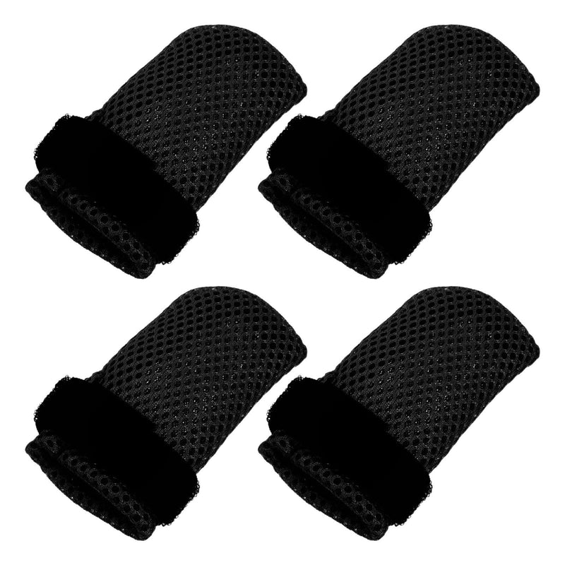 4-pack of cat paw protectors made of breathable polyester. Adjustable claw protection caps for cats to protect during medication administration and claw care.