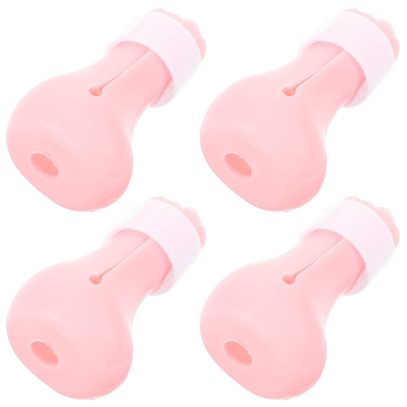 GLEAVI 4-Pack Silicone Cat Paw Protectors in Pink with Adjustable Fit. Washable cat shoes to protect claws during bathing and cat shelters.