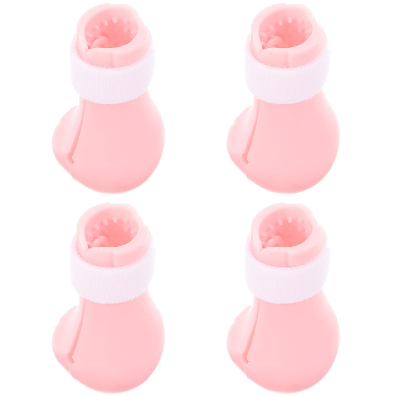 UKCOCO 4-Pack Scratch-Resistant Silicone Cat Boots, Easy-Care Cat Paw Protection Shoes in Pink for House Grooming and Bathing, Wear-Resistant and Comfortable