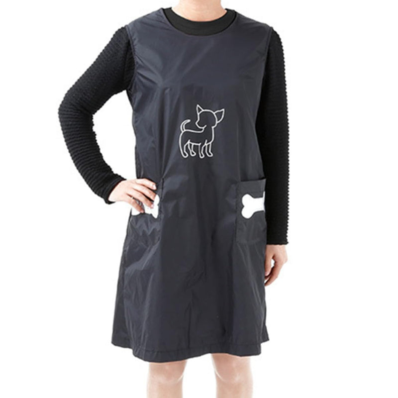 VALICLUD Practical nylon pet shop uniform in black for cats and pets. Comfortable for grooming and home use.