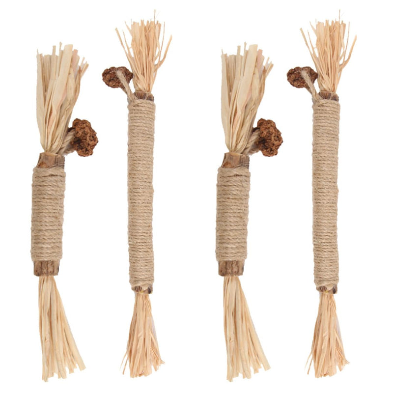Gadpiparty Cat Dental Care Sticks, Set of 4, Wooden Chew Sticks with Catnip, Wear-Resistant, for House Cats and Kittens as an Activity Toy