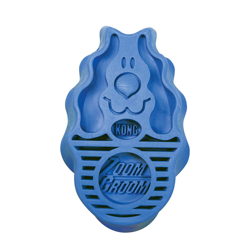 KONG - ZoomGroom - Dog Brush for Grooming and Shampooing - For Large Dogs (Blue) Blue Standard Packaging - PawsPlanet Australia