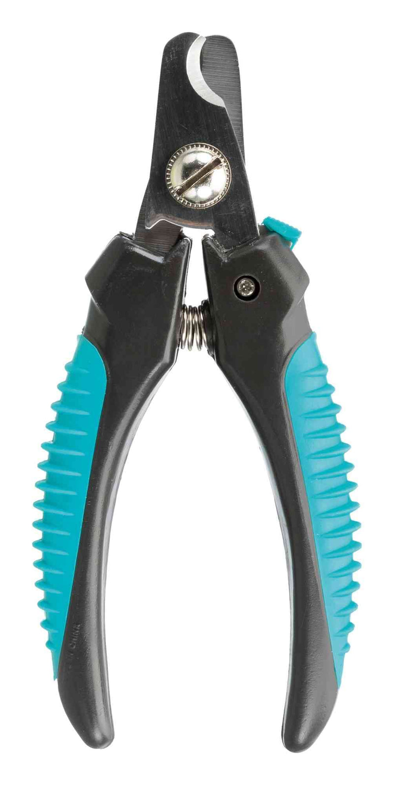 TRIXIE claw scissors for small dogs, cats, small animals and birds - with safety lock - limitation prevents strong shortening - stainless steel - rubberised plastic handle - blue/black - 12 cm - 2367 - PawsPlanet Australia