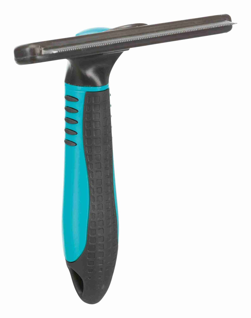 TRIXIE Carding Curry Comb for De-matting & Thinning - Removes Loose Undercoat - Stainless Steel Blade - Rubberised Plastic Handle - for Short and Rough Hair - 11 x 15 cm - 24175 11 × 15 cm - PawsPlanet Australia