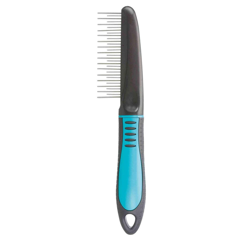 Trixie Coat Detangler Comb - 22 cm - Black/Blue - Plastic & Rubber - Pet Grooming Comb - For Thick, Curly, Long Hair - Pet Owners Black, Blue, Silver - PawsPlanet Australia