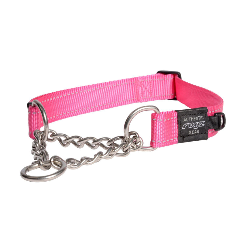 Rogz Reflective Nylon Choke Collar; Slip Show Obedience Training Gentle Choker for Extra Large Dogs, Pink - PawsPlanet Australia