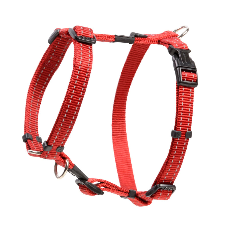 Reflective Adjustable Dog H Harness for Small to Medium Dogs; matching collar and leash available, Red - PawsPlanet Australia