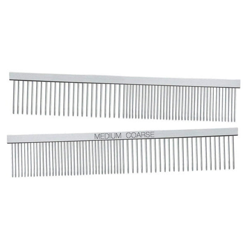 Master Grooming Tools Greyhound Combs — European-Style Combs for Grooming Dogs - Medium/Coarse, 7½",Chrome - PawsPlanet Australia