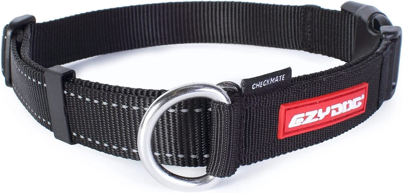 EzyDog Checkmate Dog Collar | Dog Collar Small, Medium, Large Dogs, Reflective Dog Collar, Supreme Comfort, Soft Neoprene Material, Strong Nylon (Black) Black - PawsPlanet Australia