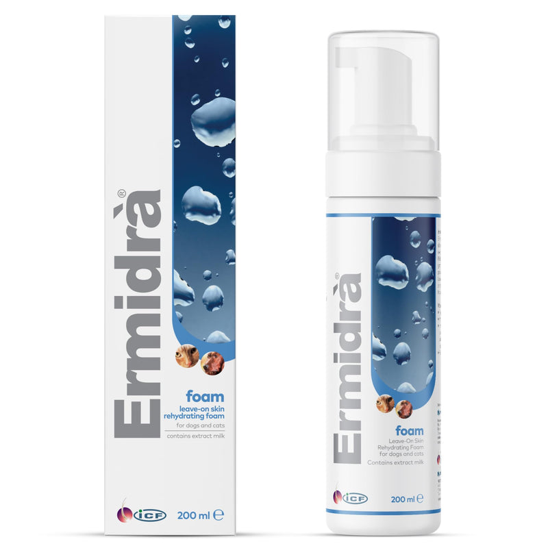 ICF | Ermidrà® Mousse Dog & Cat Dry Shampoo | Foam for Cleansing Soothing & Itch Relief | Relieves Dog & Cat Dry Skin, Rash, Scratching | 200 ml 200 ml (Pack of 1) - PawsPlanet Australia