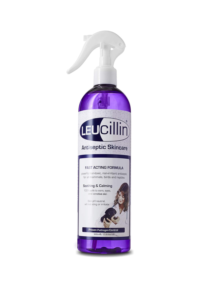 Leucillin Natural Antiseptic Spray - Antibacterial Antifungal Antiviral for Dogs Cats All Animals Itchy Skin Minor Wound Care and Skin Health | 500ml 500 ml (Pack of 1) - PawsPlanet Australia