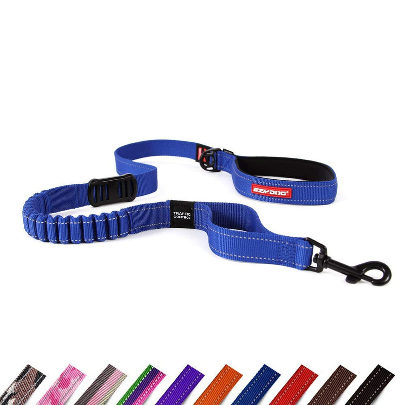 EzyDog Zero Shock Dog Lead - Shock Absorbing - Anti Pull Lead for Medium Dogs, Dog Leads For Large Dogs - Soft Double Handle, Traffic Control, 1.2m - Blue 48 Inch